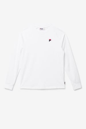 FILA Flynn Long Sleeve Tee Shirts White,Womens Clothing | CA.OENQAV725